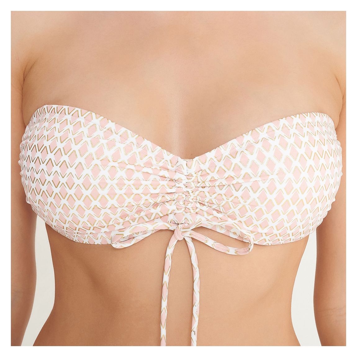 Pink Brigitte Tile Print Bandeau Bikini Top main product photo