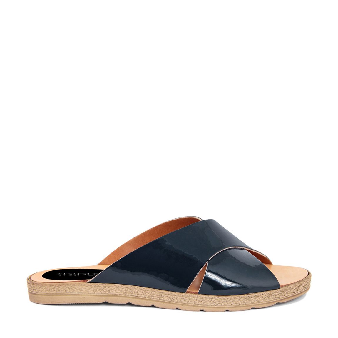 Blue Patent Crossover Flat Sandals main product photo
