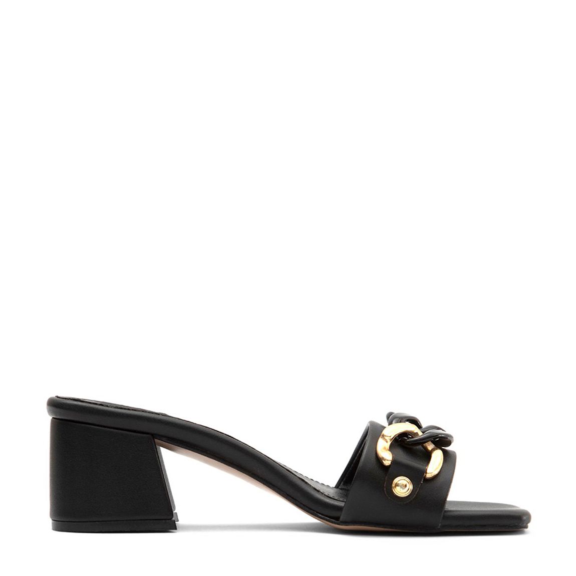 Black/Gold Detailed Heeled Mules main product photo