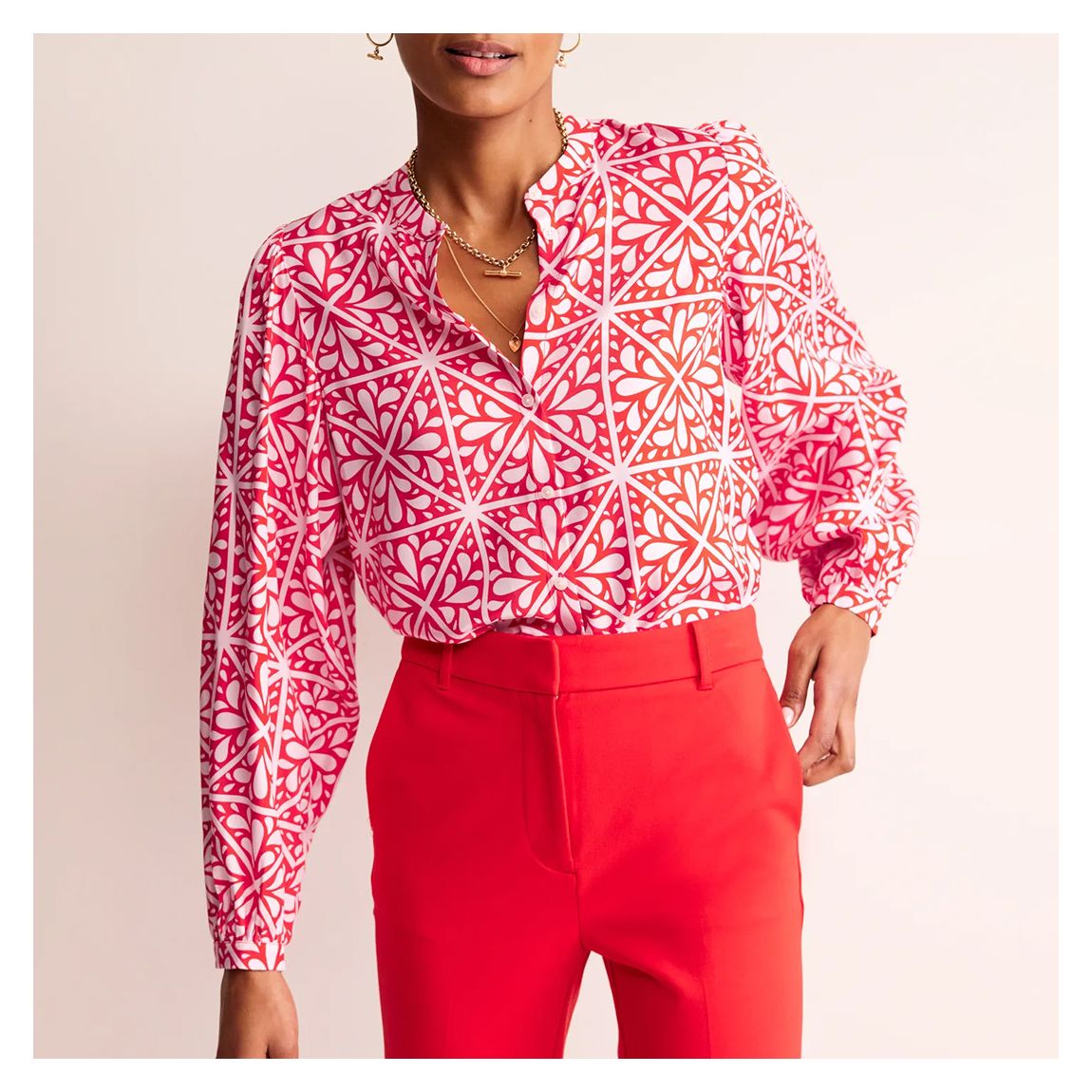 Red Blouson Sleeve Blouse main product photo