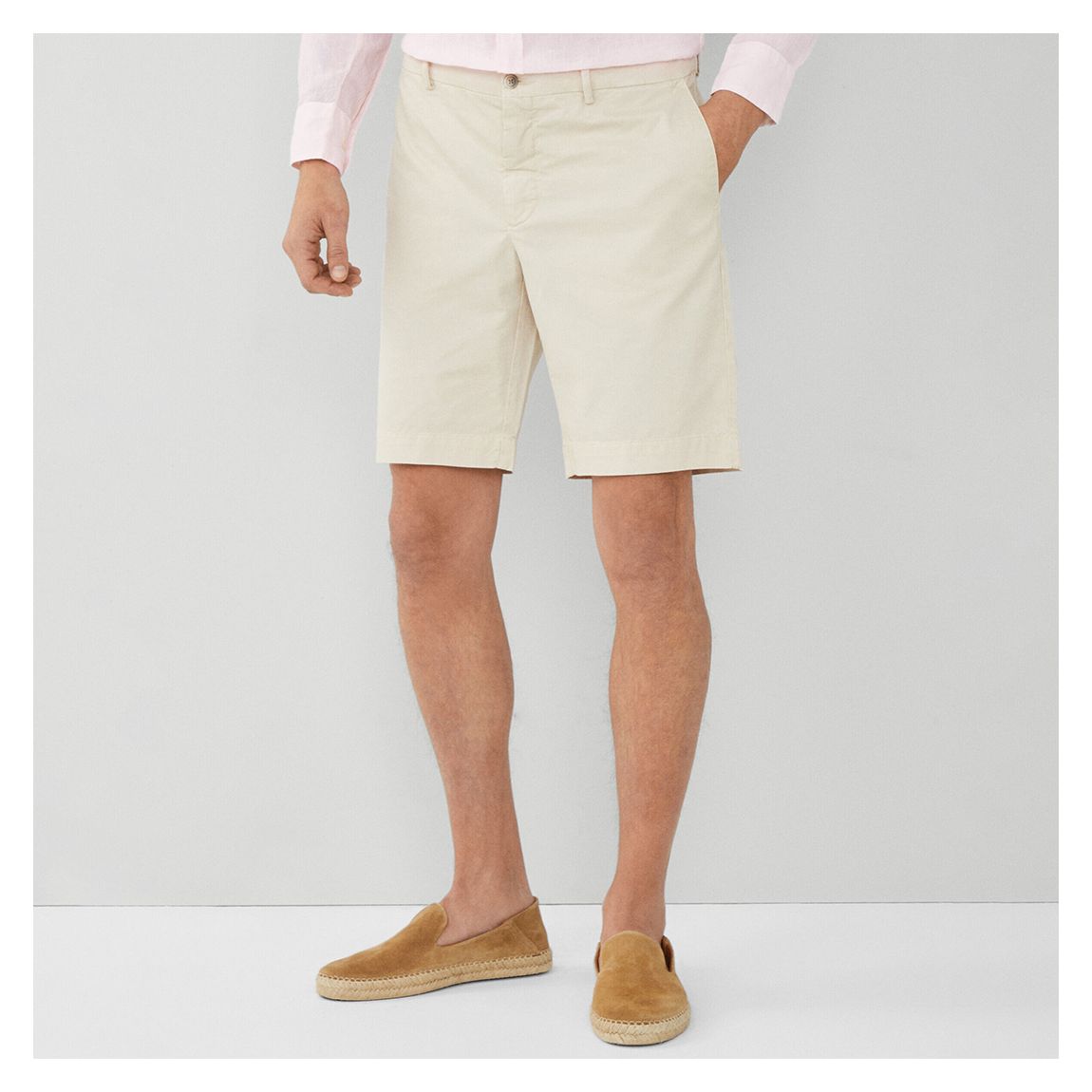 Cream Slim Fit Kensington Cotton Shorts main product photo
