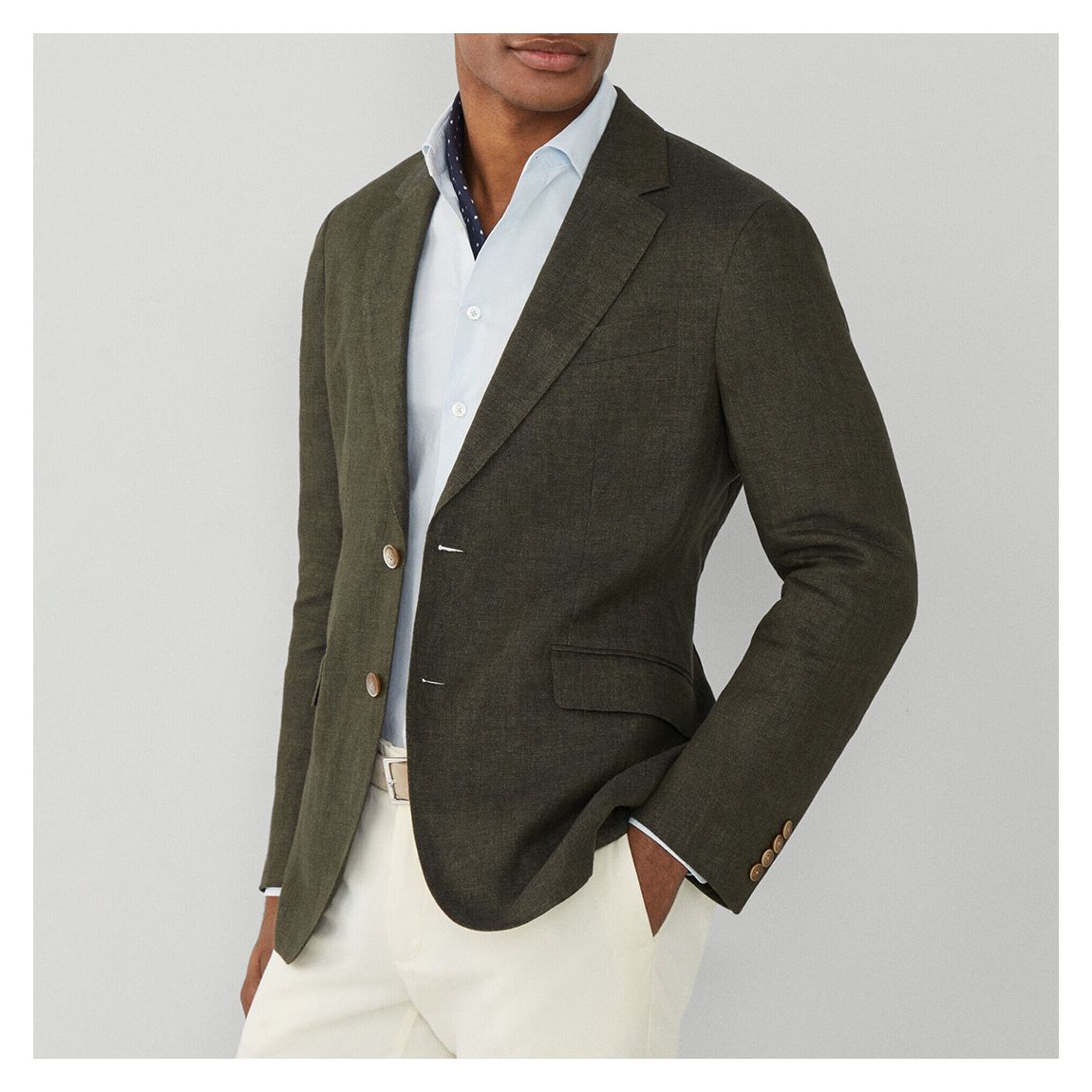 Khaki Classic Fit Linen Blazer main product photo