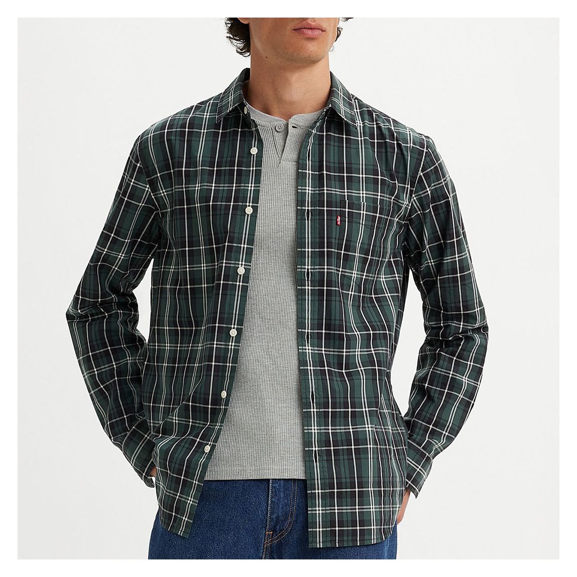 Dark Green Sunset Check Cotton Shirt main product photo