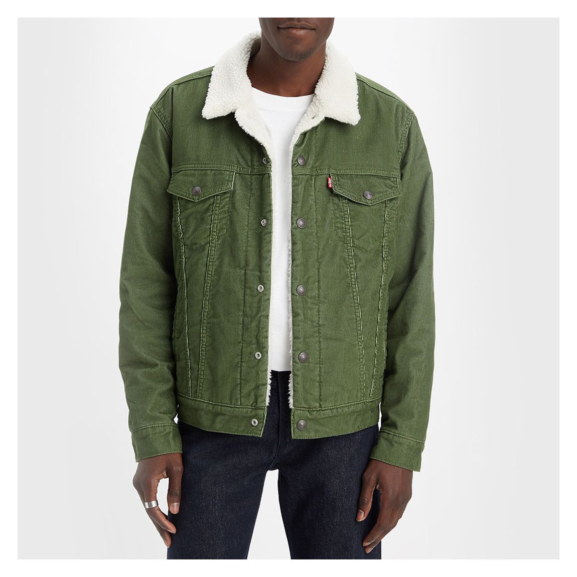 Green Sherpa Trucker Denim Jacket main product photo
