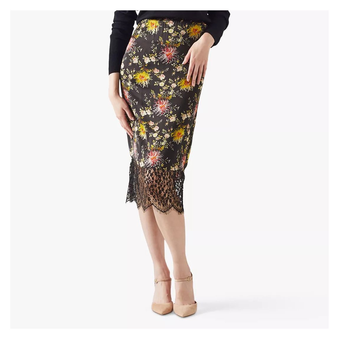 Black Floral Agnes Skirt main product photo