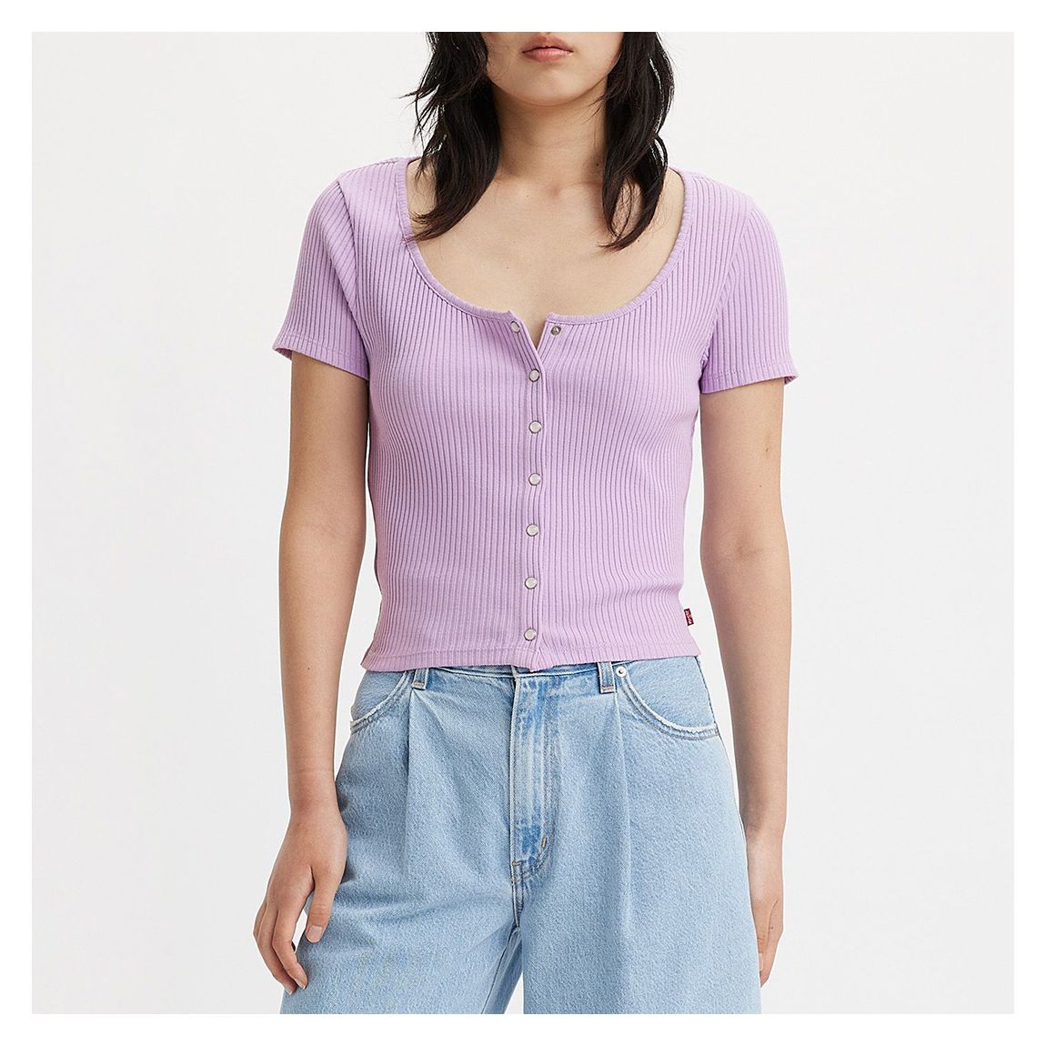 Lilac Britt Snap Front Cotton Top main product photo