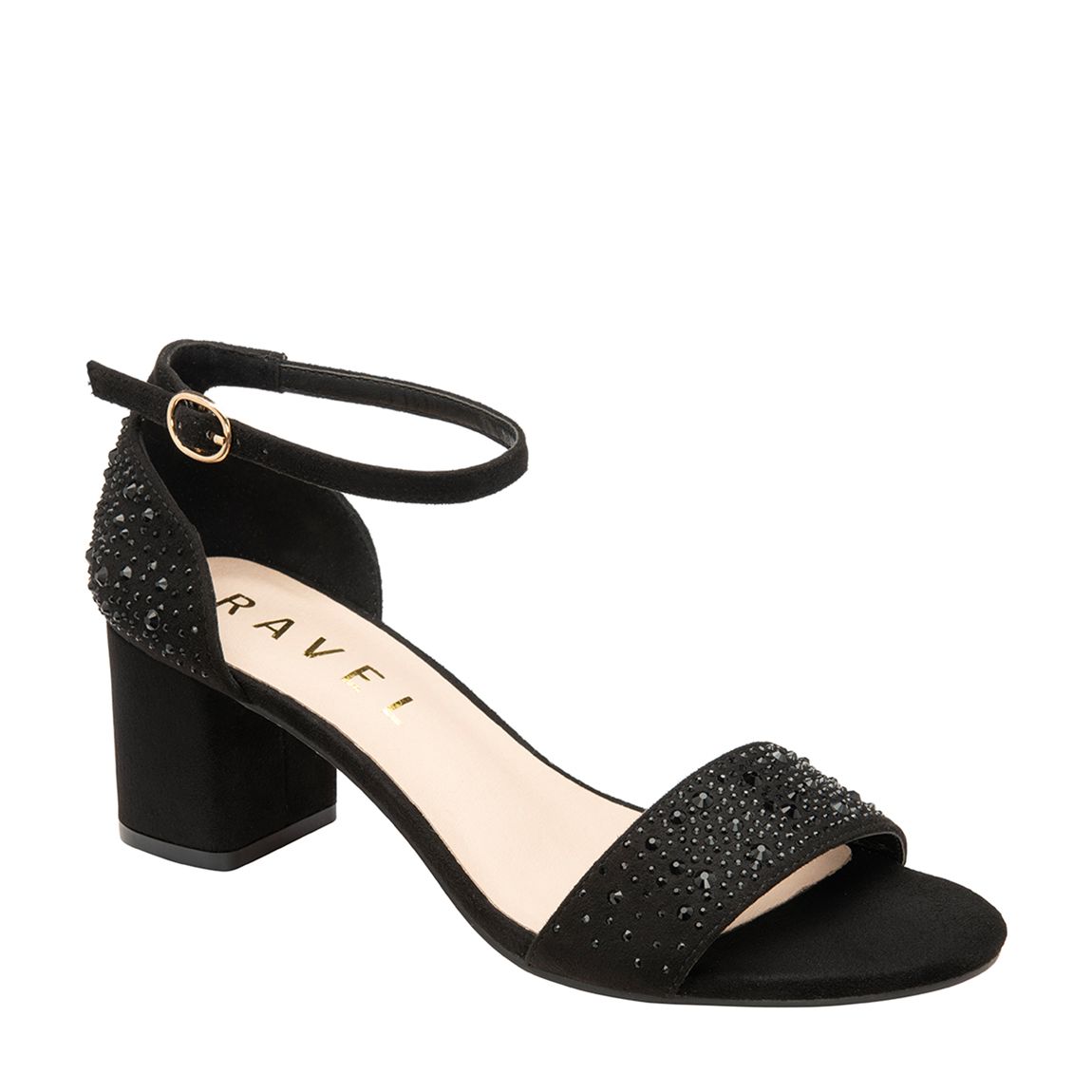 Black Calver Satin Diamante Heeled Sandals main product photo