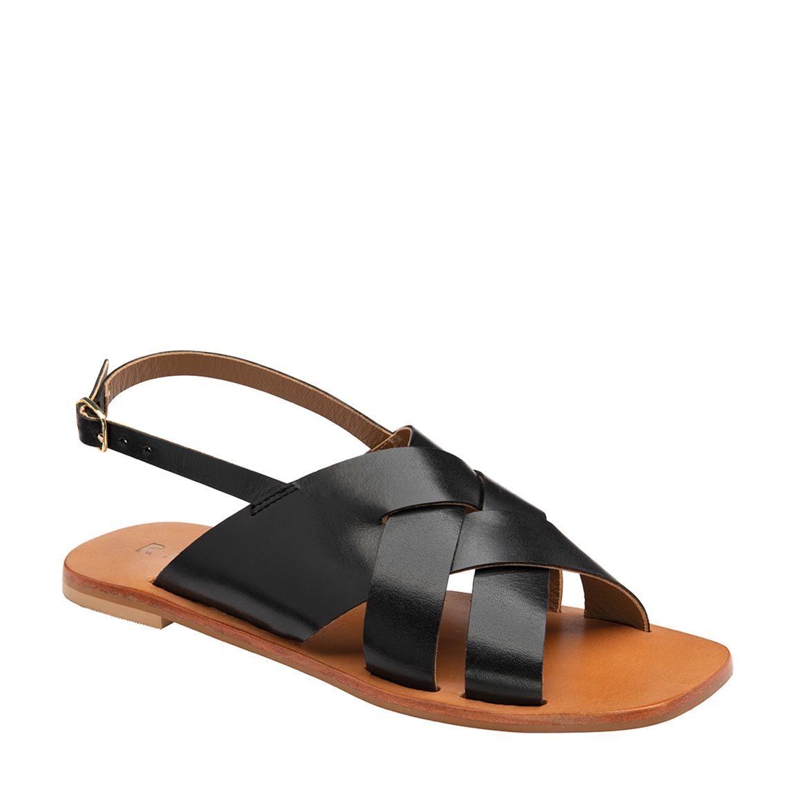 Black Fallen Leathe Flat Sandals main product photo