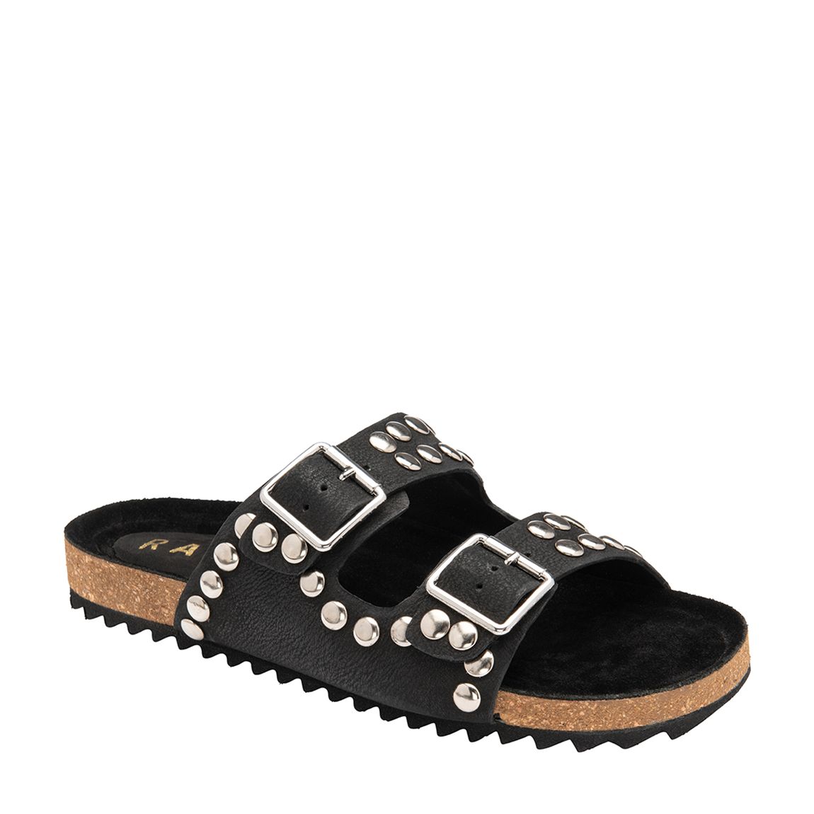Black Rossan Suede Flat Sandals main product photo