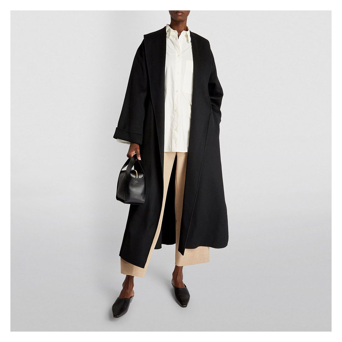 Black Wool Blend Trullem Wrap Coat main product photo
