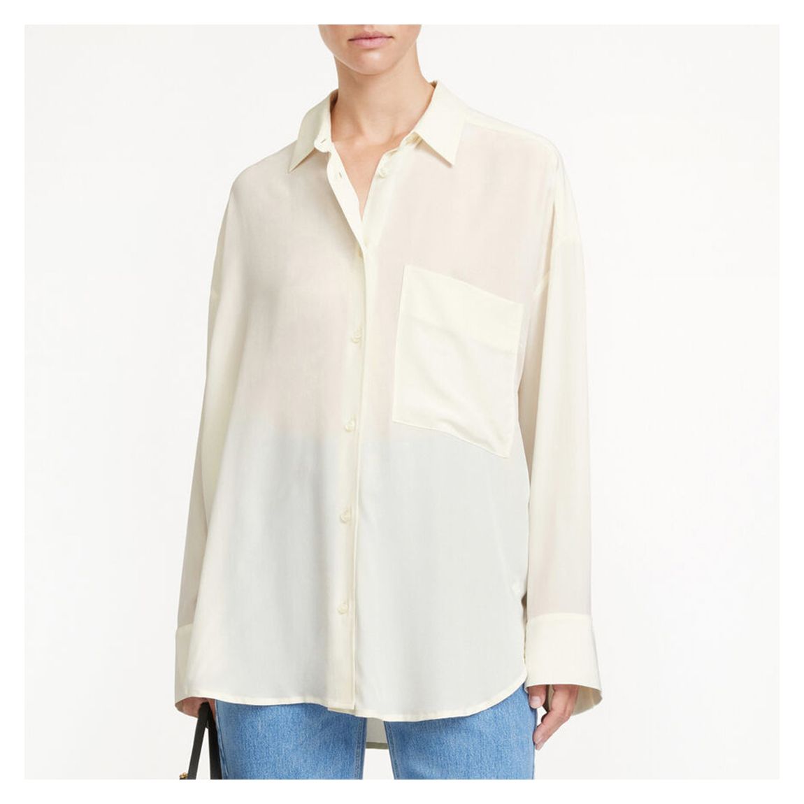 White Silk Derris Oversized Button Shirt main product photo