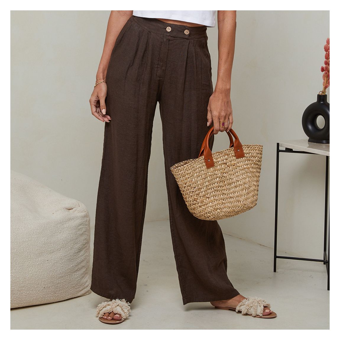 Brown Linen Trousers main product photo