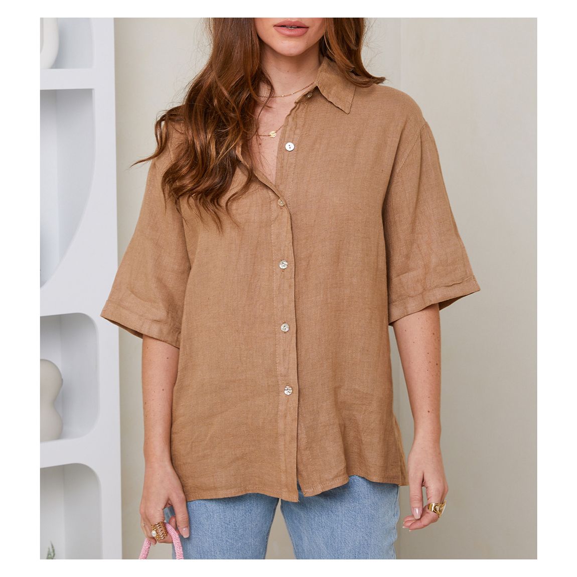 Brown Oversized Linen Dress main product photo