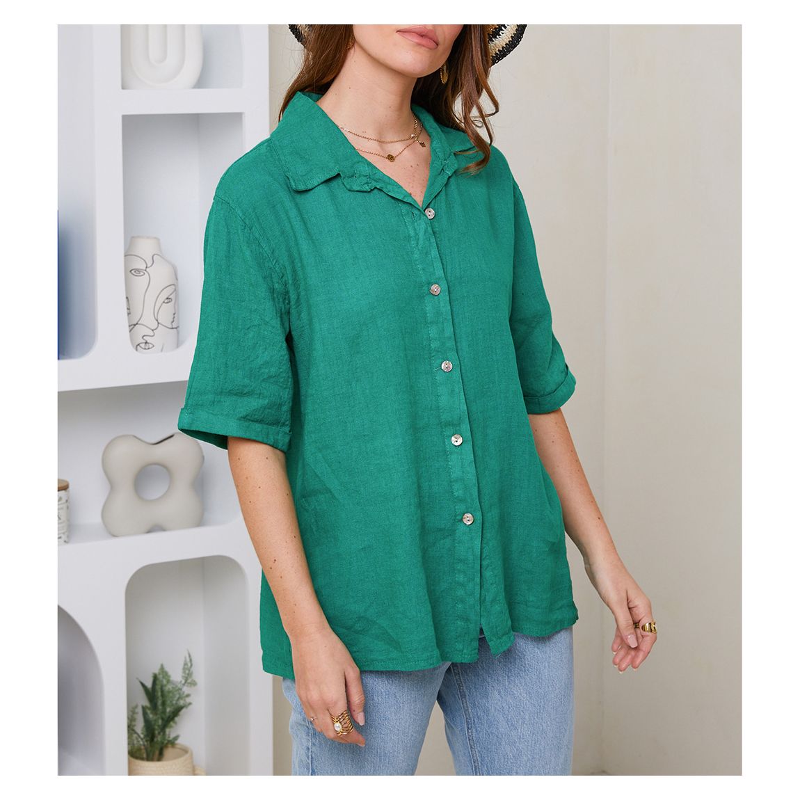 Green Linen Oversized Dress main product photo