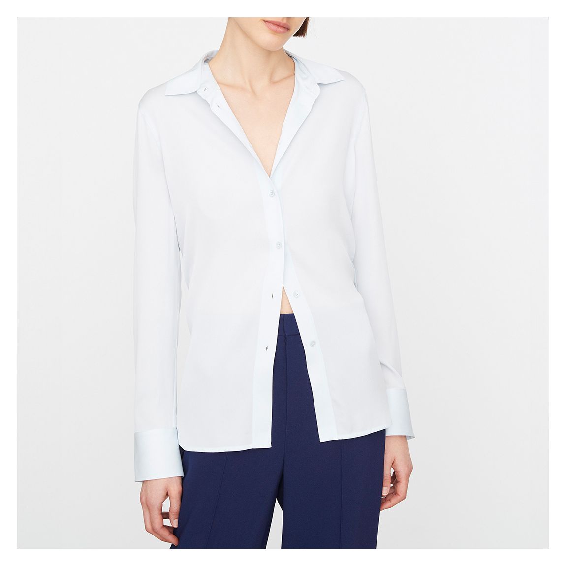 Pale Blue Silk Slim Fit Blouse main product photo