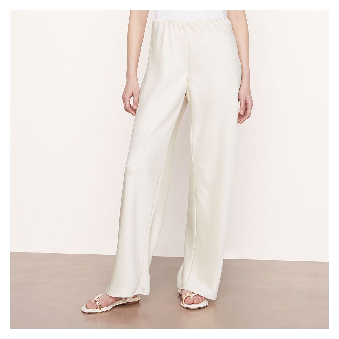 Ivory High Waist Satin Bias Pant main product photo