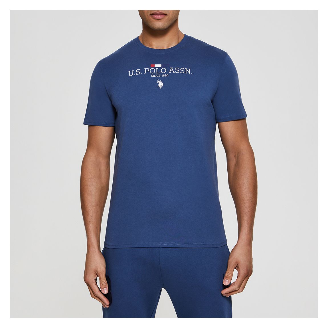 Dark Blue Stacked USPA Logo Cotton T-Shirt main product photo