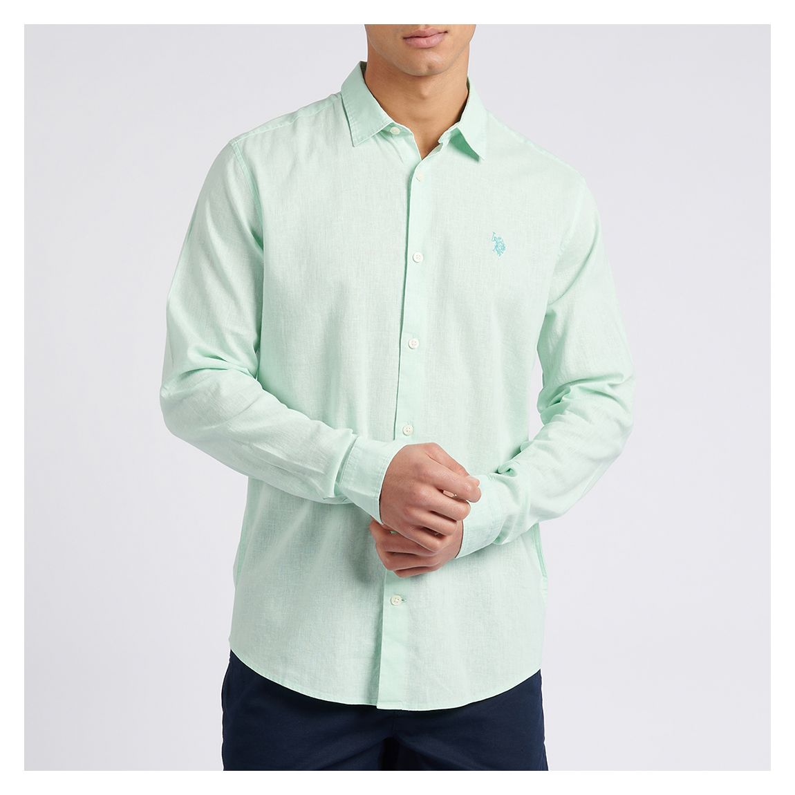 Linen Blend LS Shirt Honey Dew S main product photo