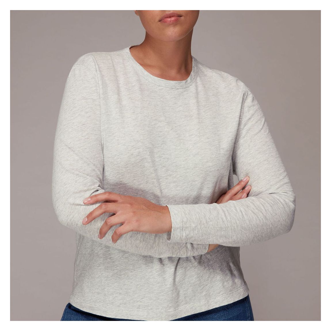 Grey Long Sleeve Emily Organic Cotton Top main product photo