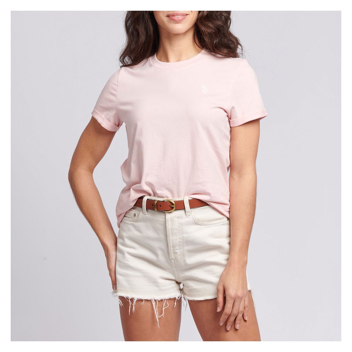 Light Pink Round Neck Cotton T-Shirt main product photo