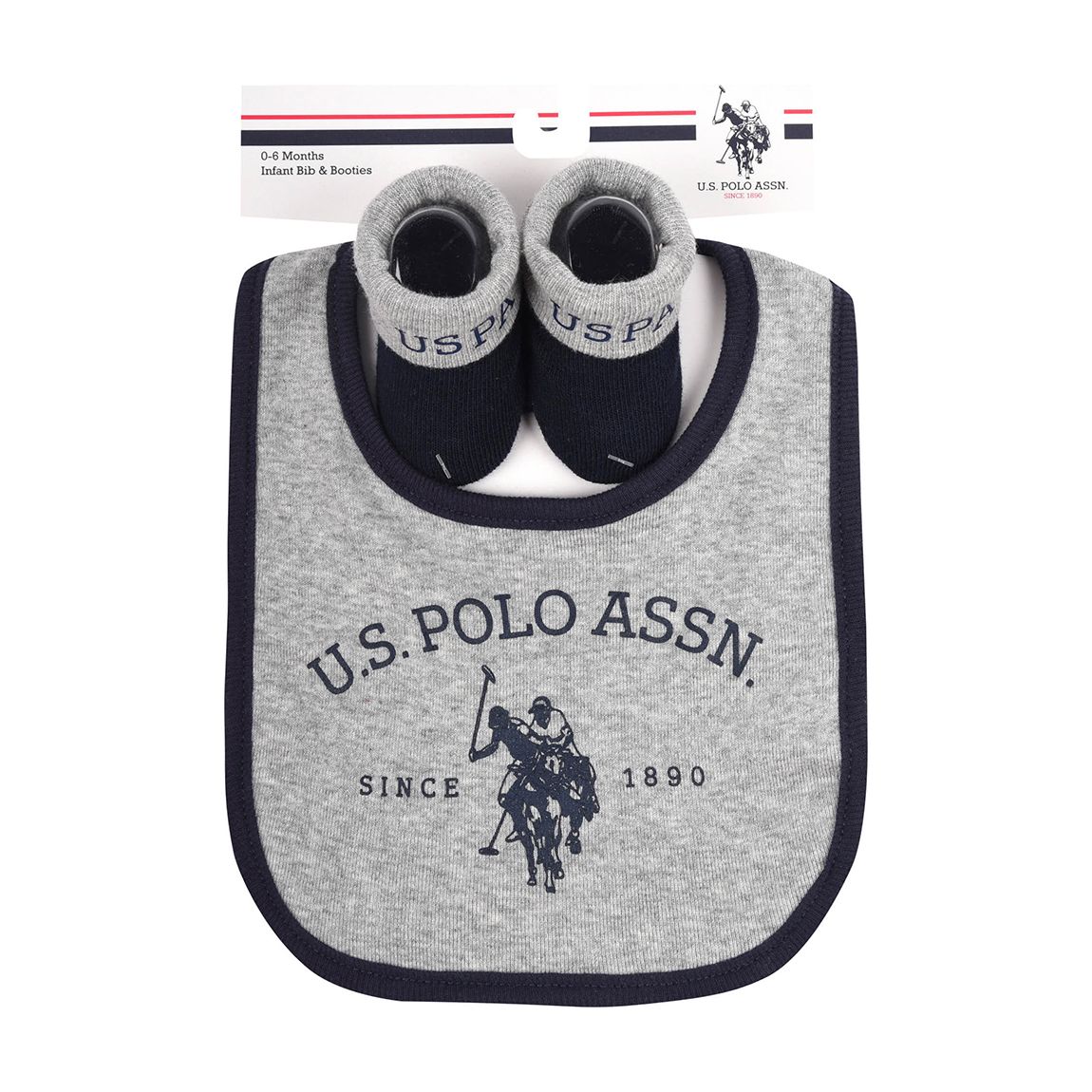 Baby Boy's Grey 2 Pack Cotton Bib & Bootie Set main product photo
