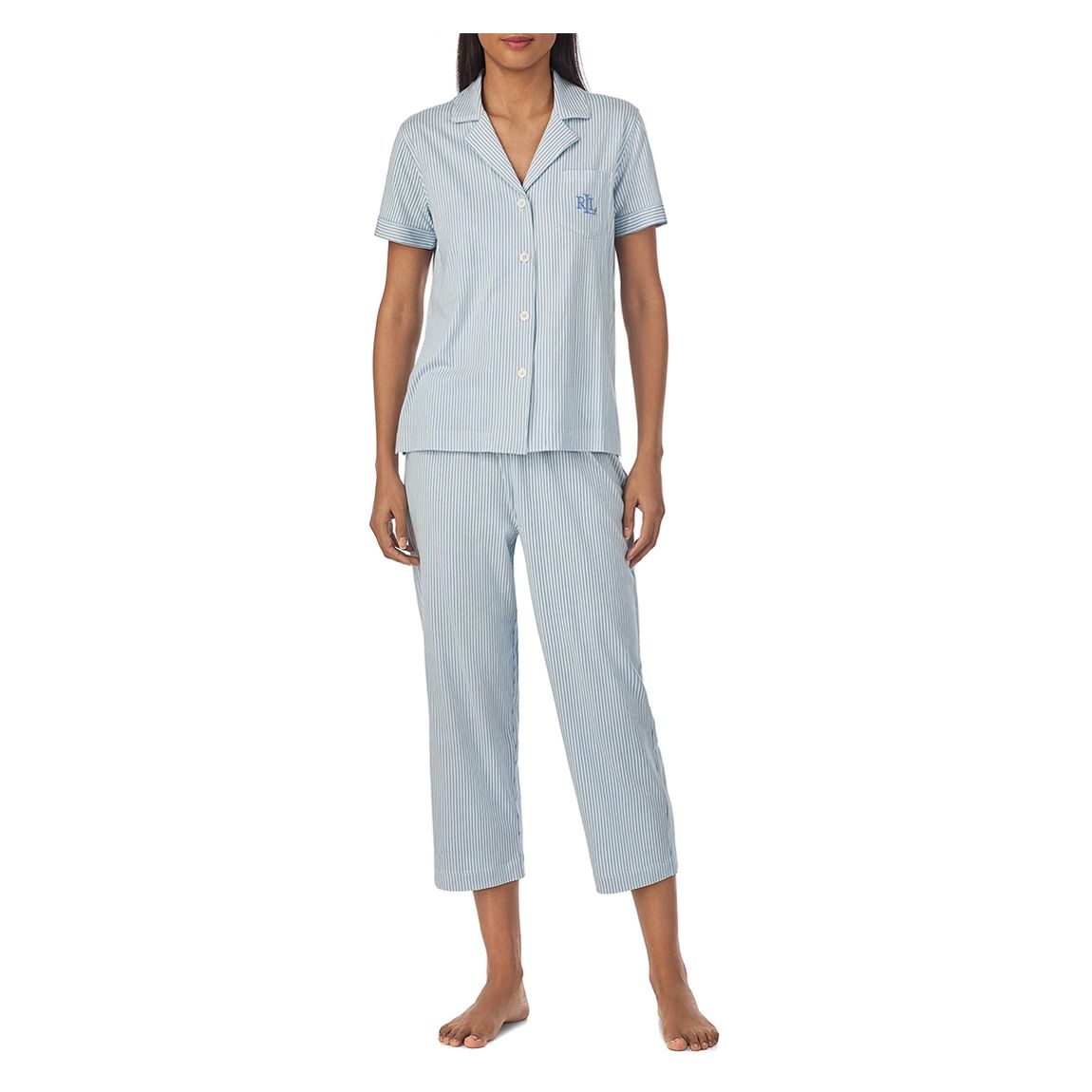 Blue Stripe Capri Pyjama Set main product photo