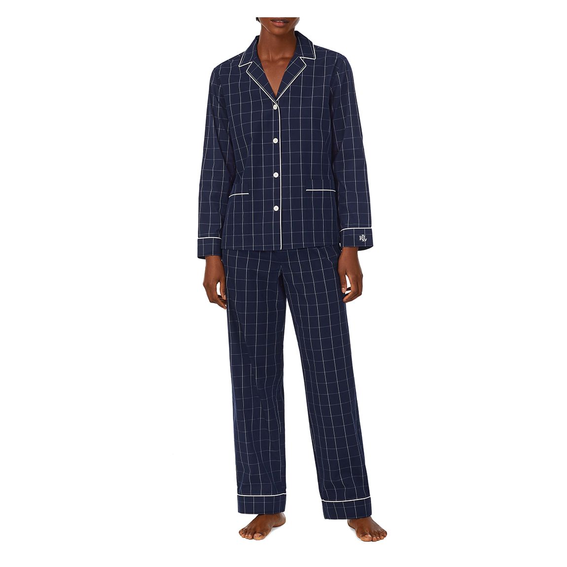Navy Check Long Sleeve Pyjama Set main product photo
