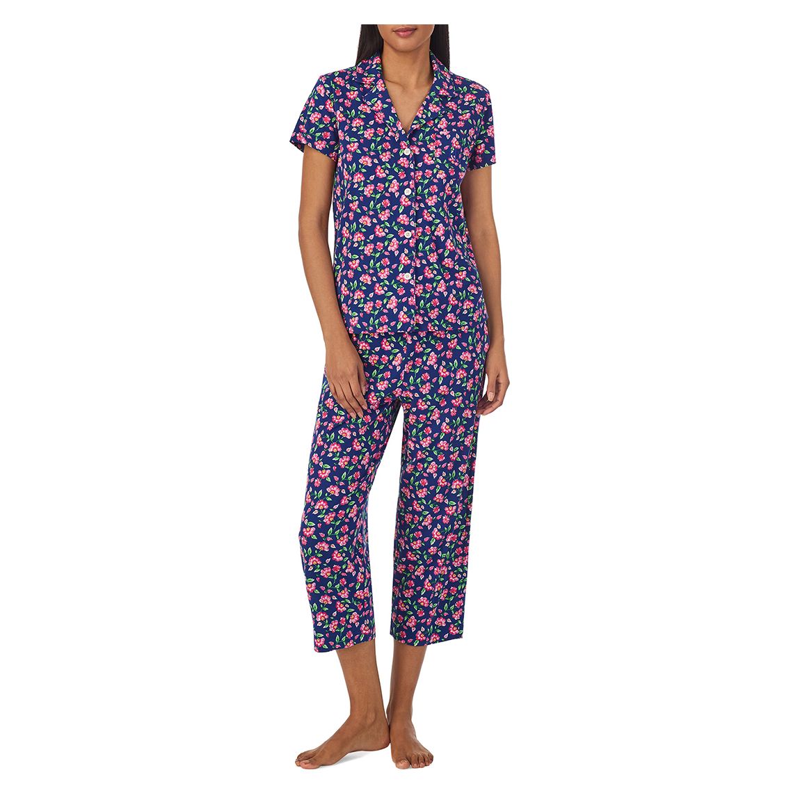 Navy Floral Capri Pyjama Set main product photo