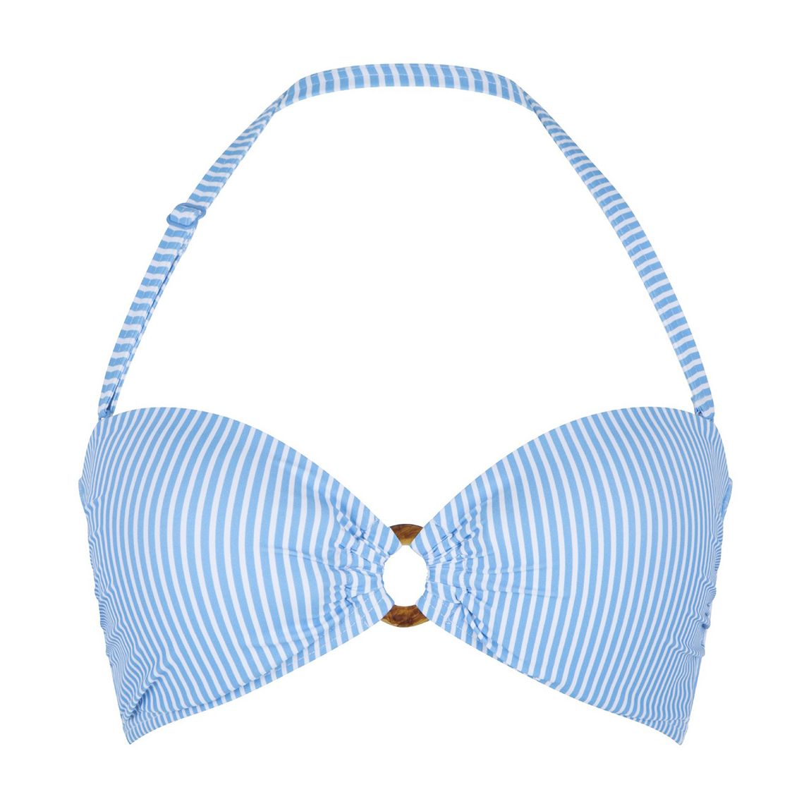 Blue Stripes Print Bandeau Bikini Top main product photo