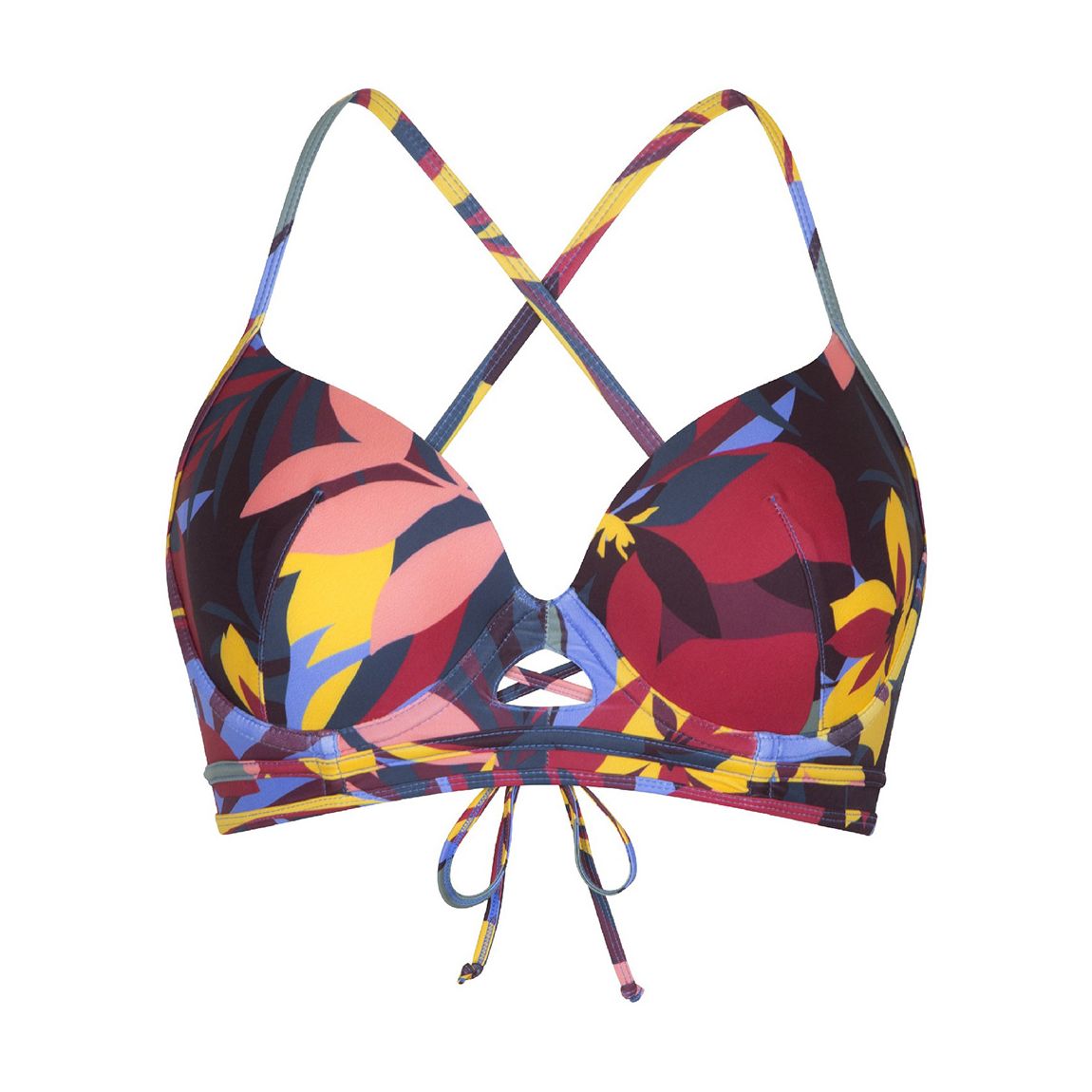 Multi Leaf Print Moulded Bikini Top main product photo