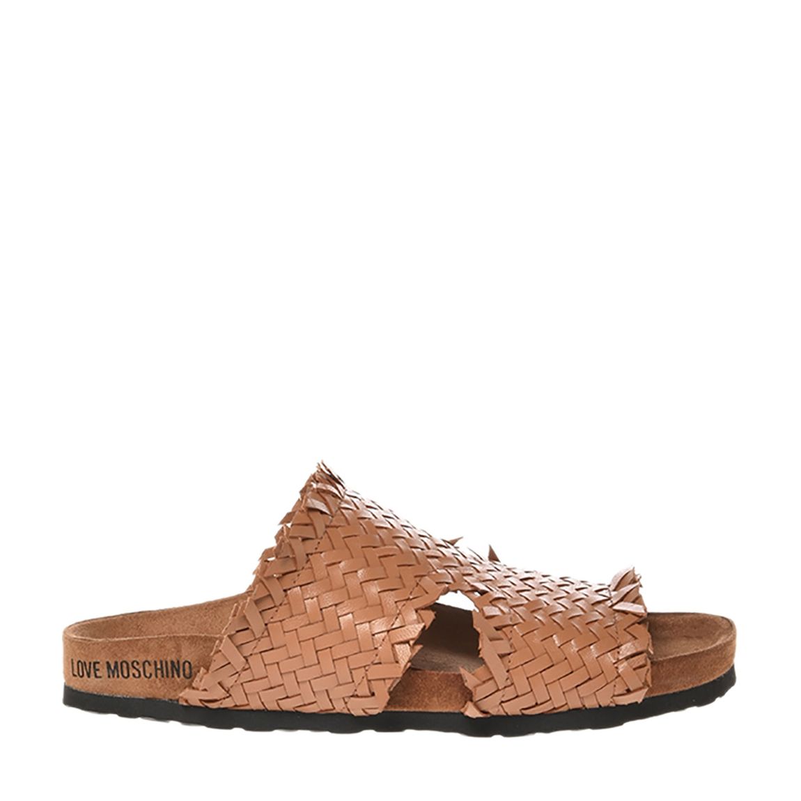 Brown Braided Leather Strap Flat Sandals main product photo