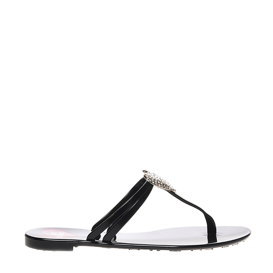 Black Heart Embellished Flip Flops main product photo