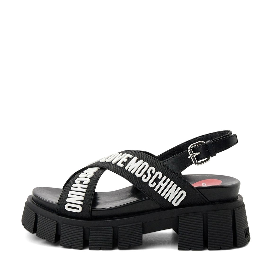 Black Logo Print Crossover Toe Strap Chunky Sandals main product photo