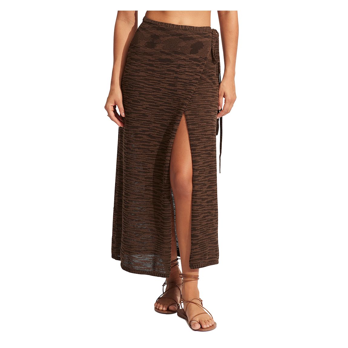 Brown Daybreak Knit Midi Skirt main product photo