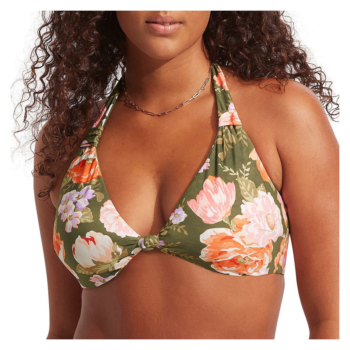 Green Paradise Garden Reversible Tab Front Halter Bra main product photo