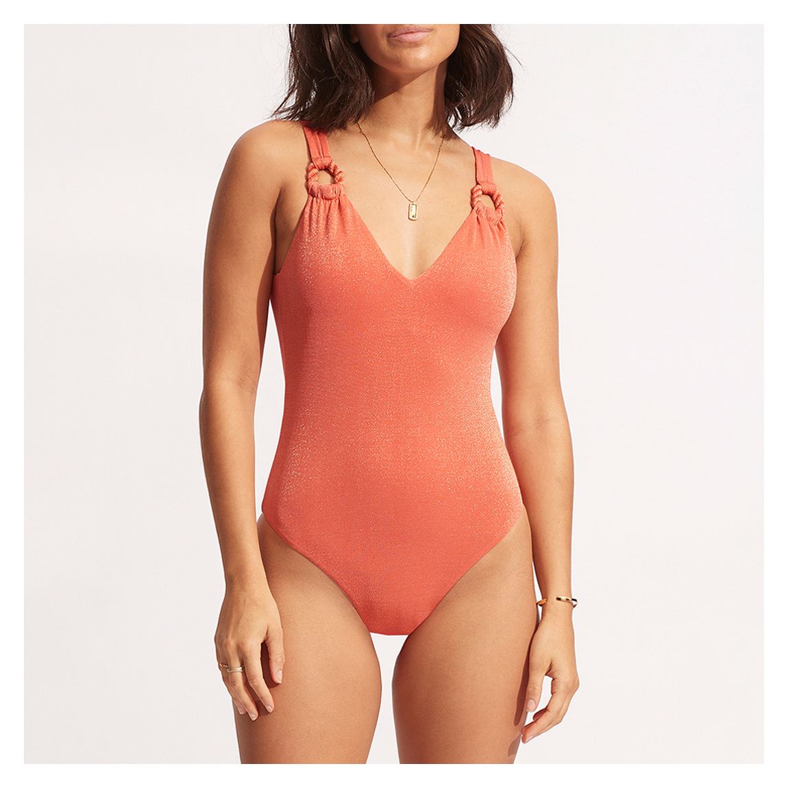 Pink Chintz Poolside V Neck One Piece main product photo