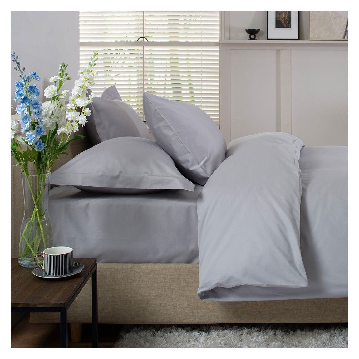 1000 Thread Count Cotton Super King Fitted Sheet Platinum main product photo