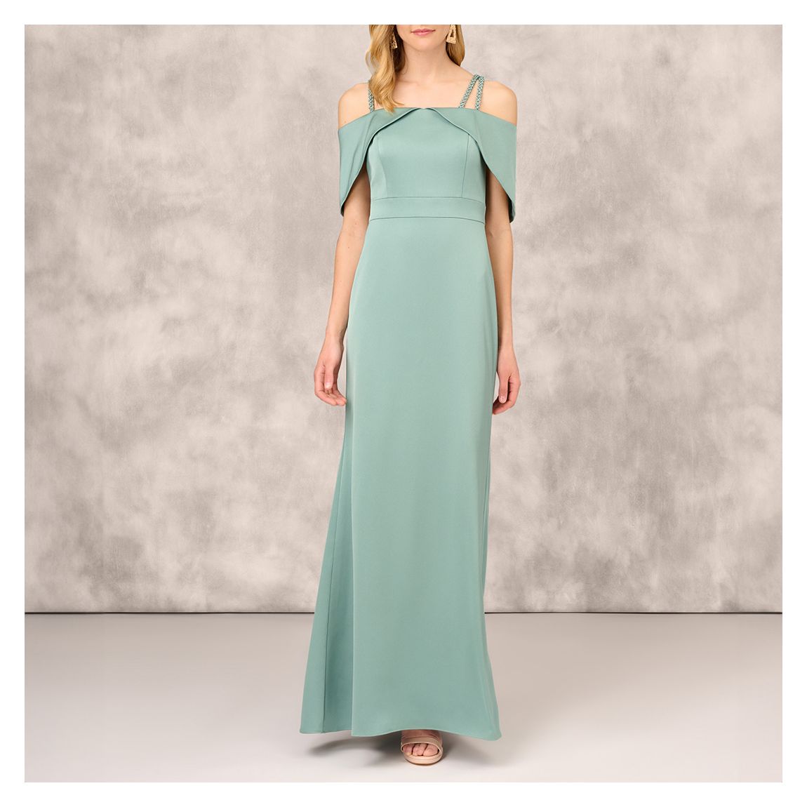 Green Satin Column Gown main product photo