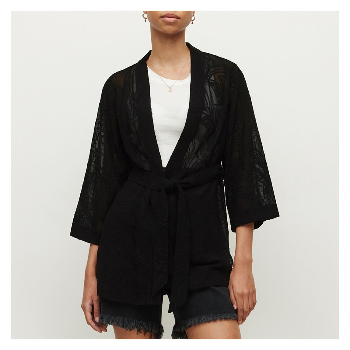 Black Carina Ossia Embroidered Kimono main product photo