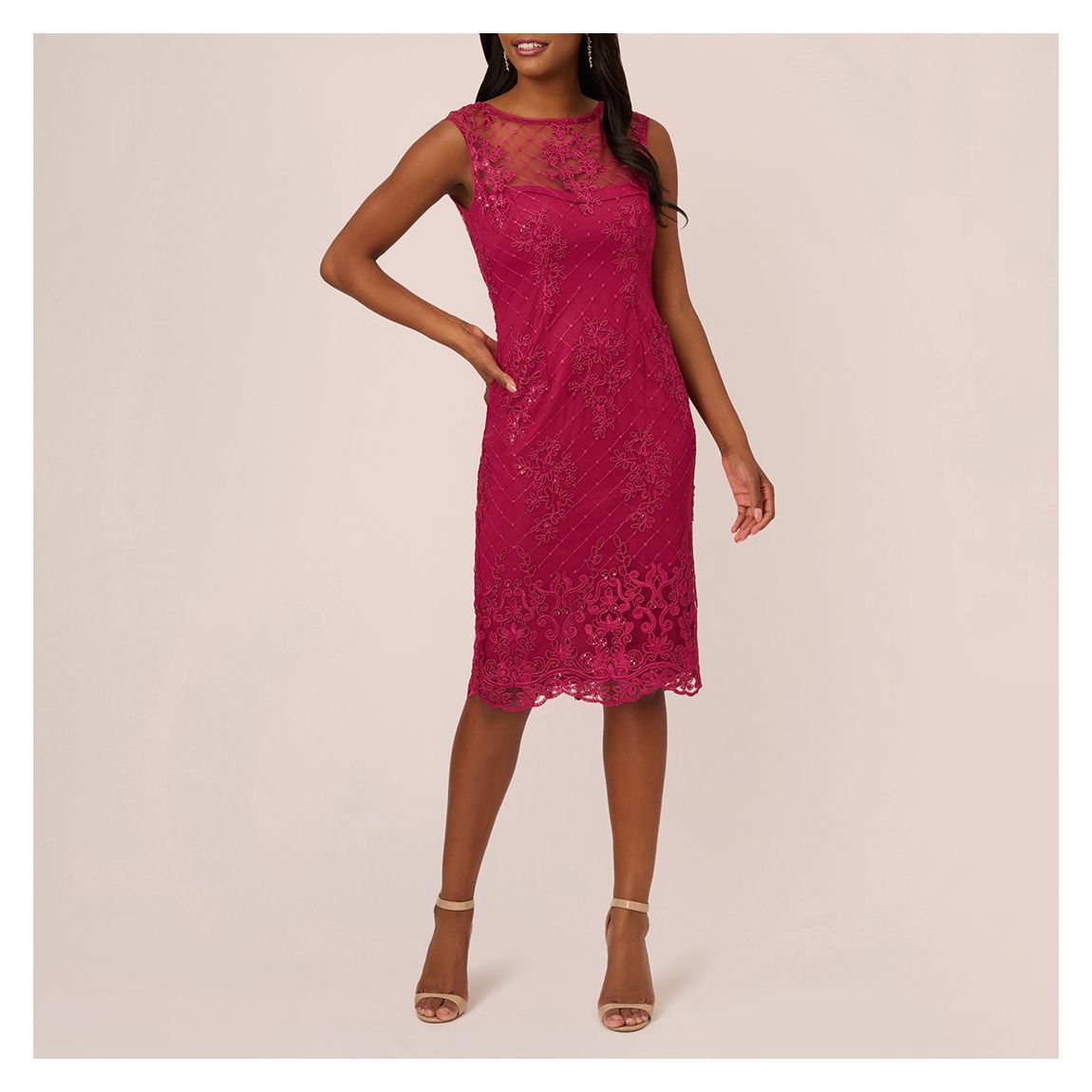 Red Embroidery Midi Dress main product photo