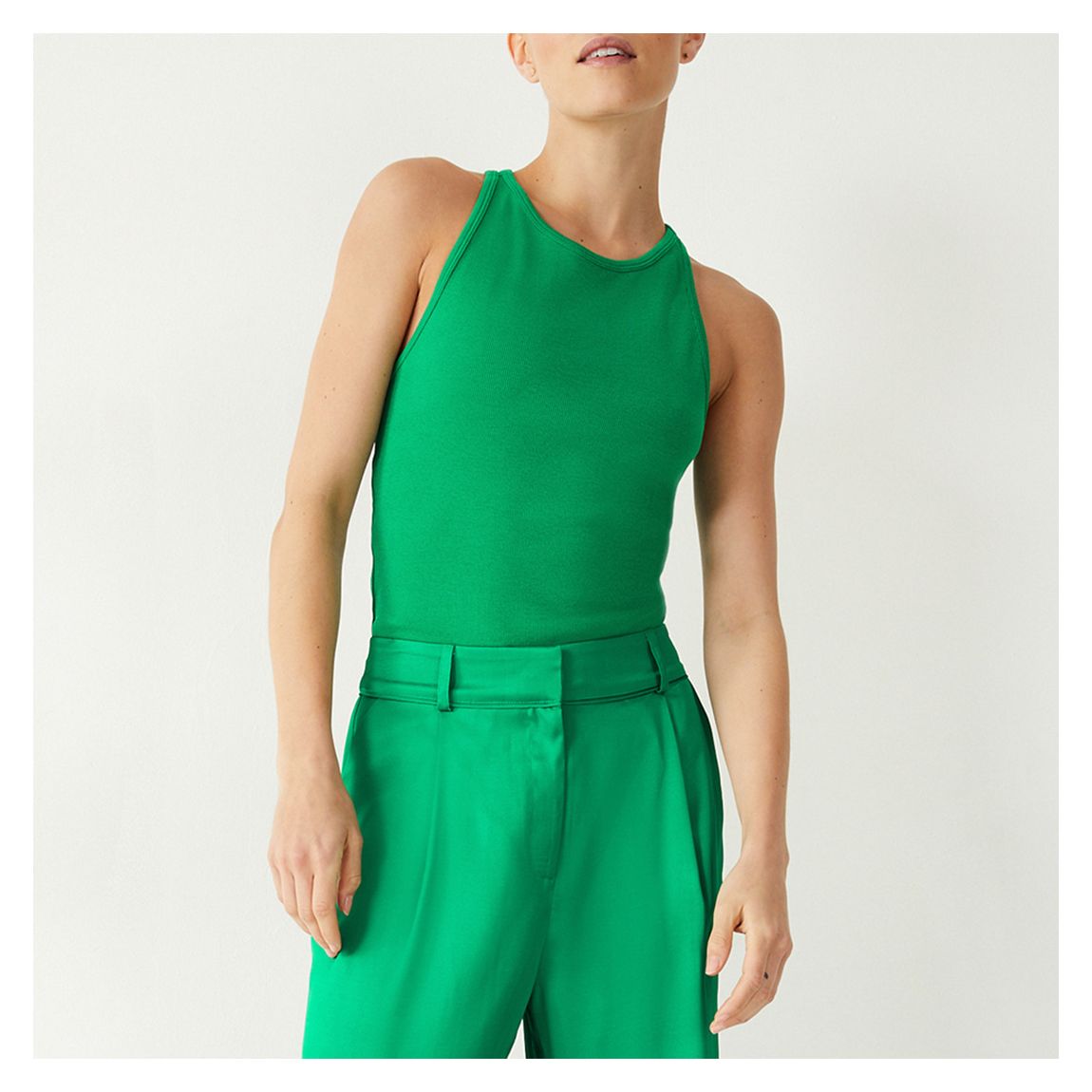 Green Rhonda Scoop Cotton Vest Top main product photo