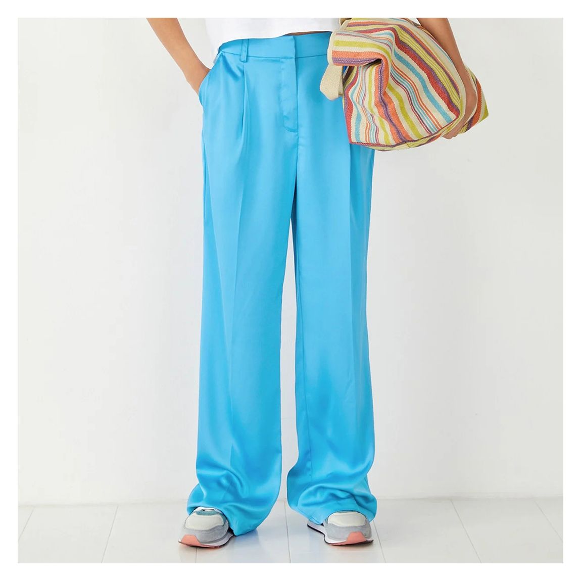 Blue Hayley Satin Trousers main product photo