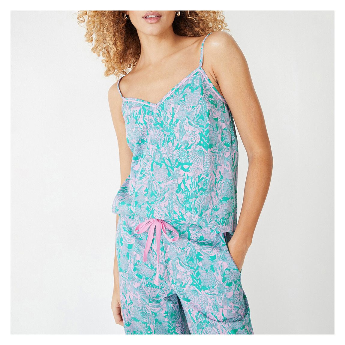 Blue Isla Printed Cami Cotton Pyjamas main product photo