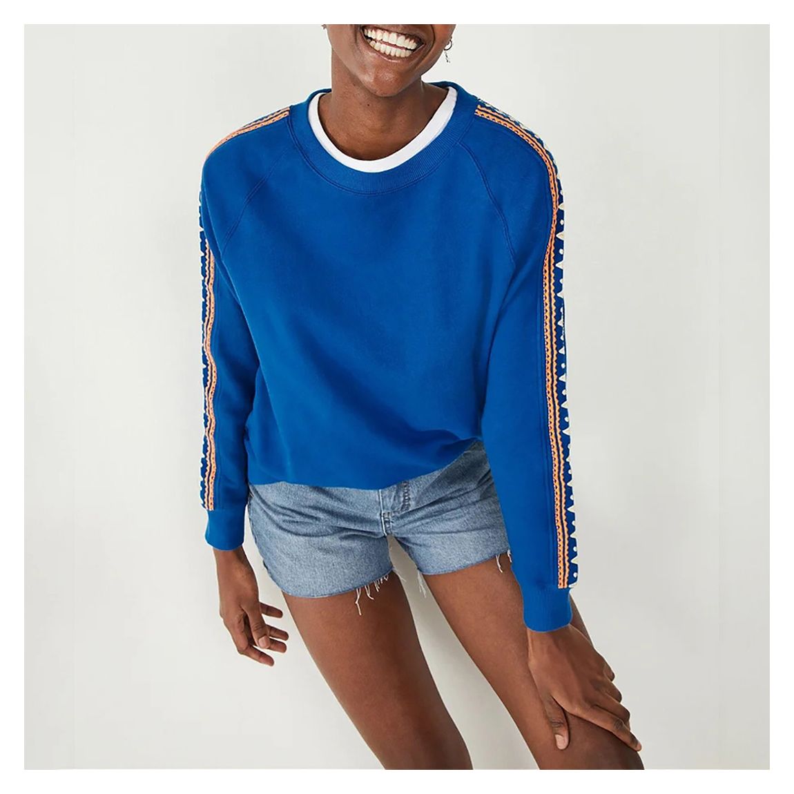 Blue Caley Side Trim Cotton Sweatshirt main product photo