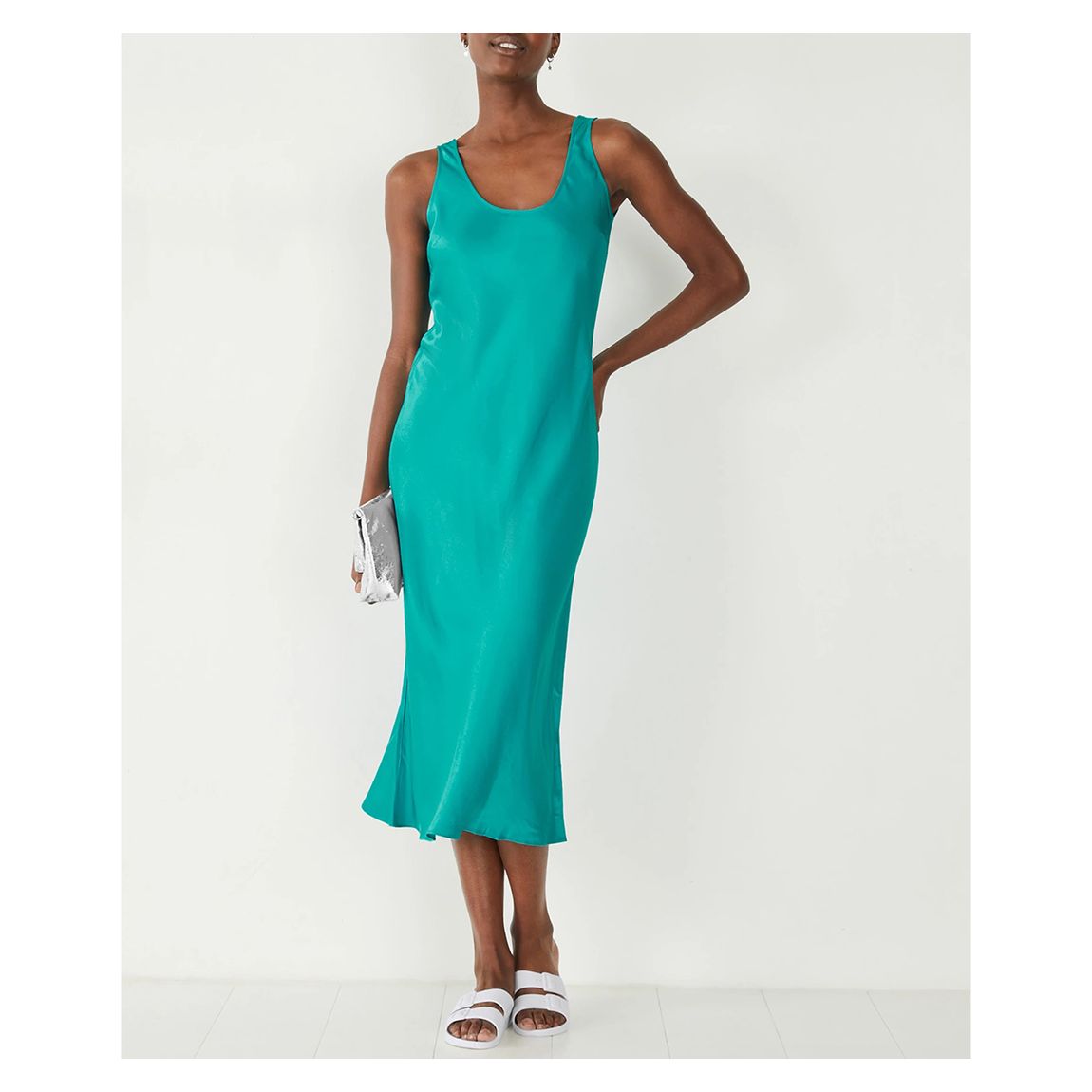 Turquiose Alysia Satin Midi Dress main product photo