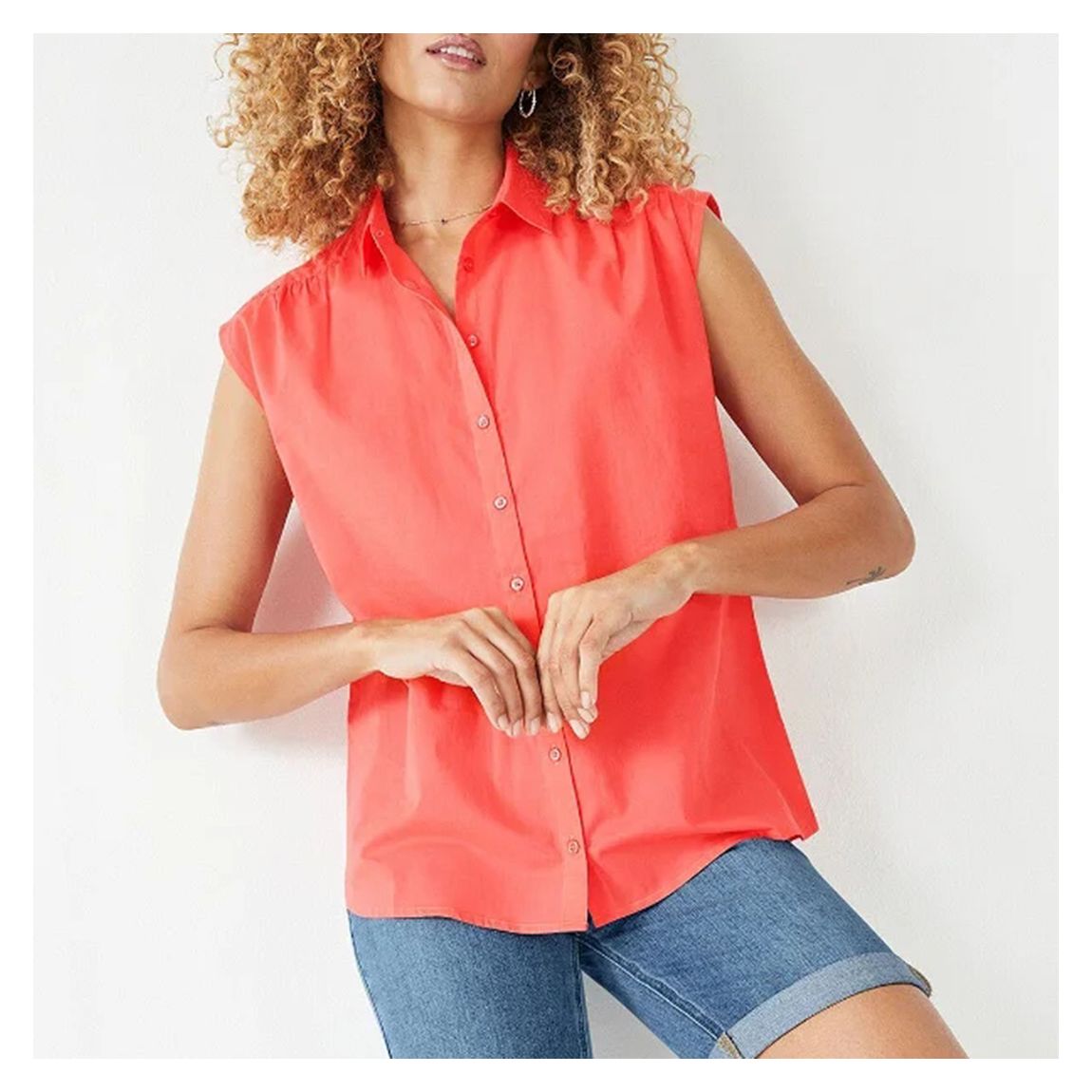 Pink Cotton Sellin Gathered Shirt main product photo