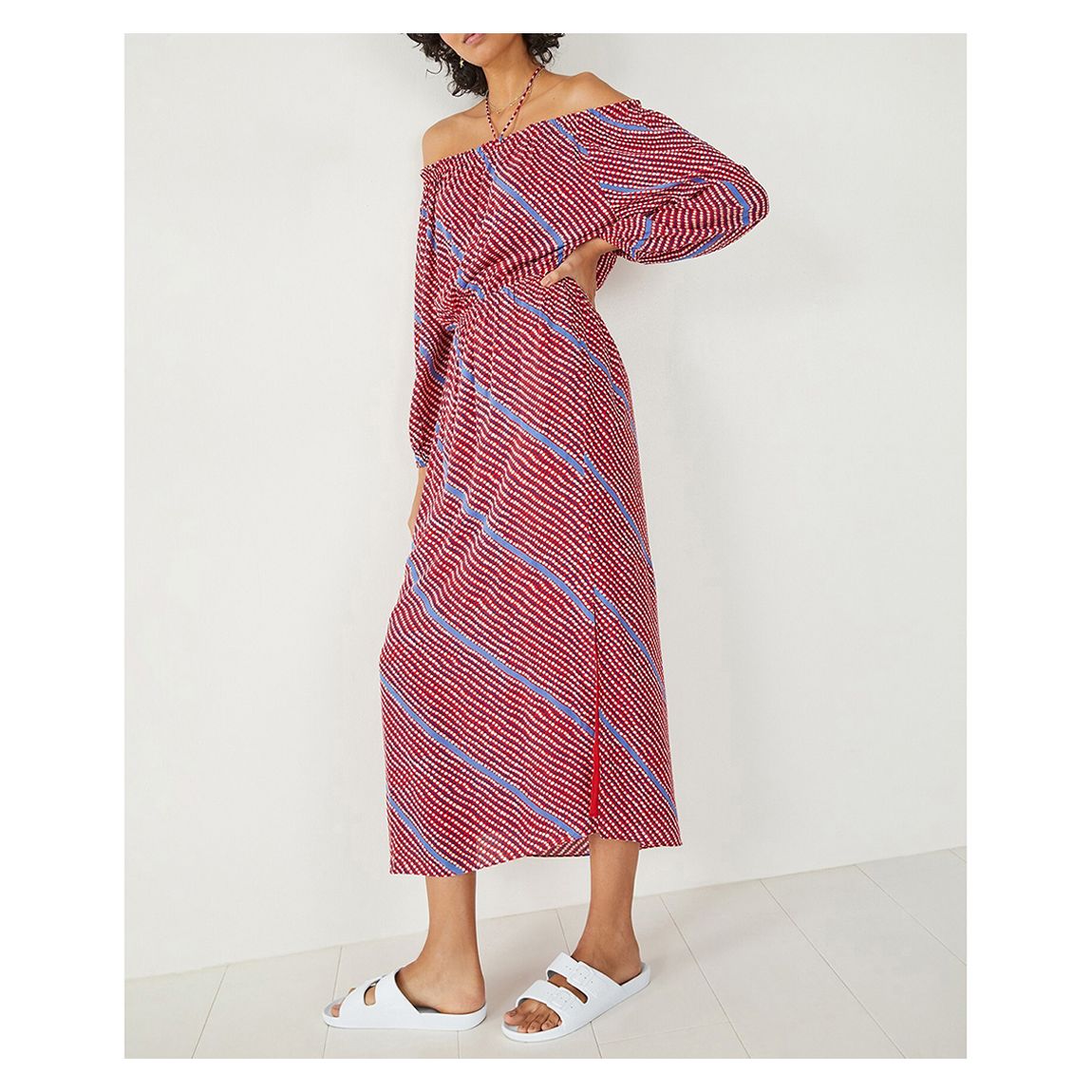 Red Amy Off-Shoulder Midi Dress main product photo