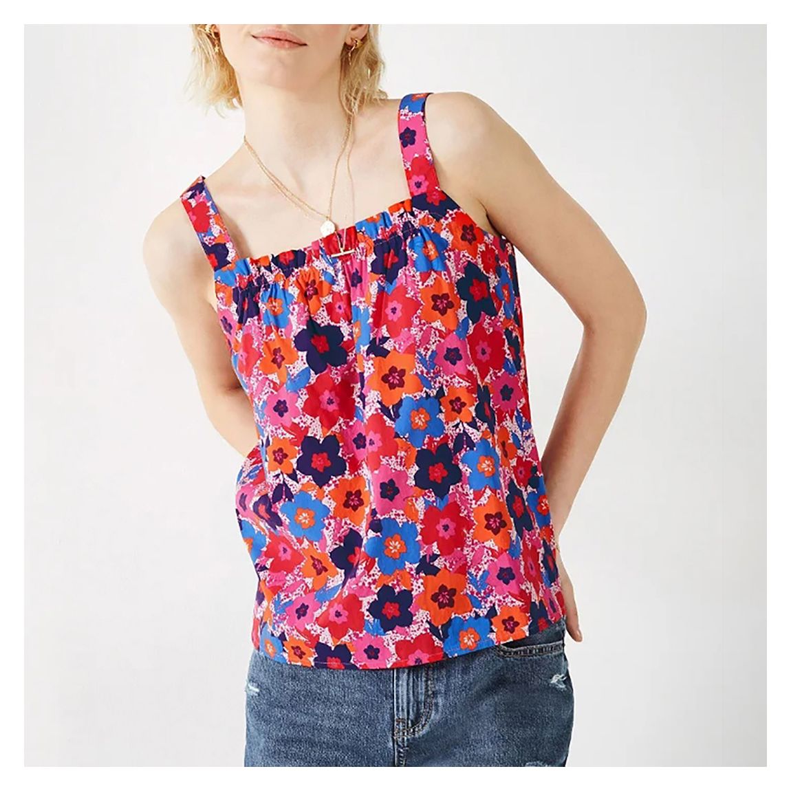 Pink Poppy Strappy Floral Cotton Top main product photo