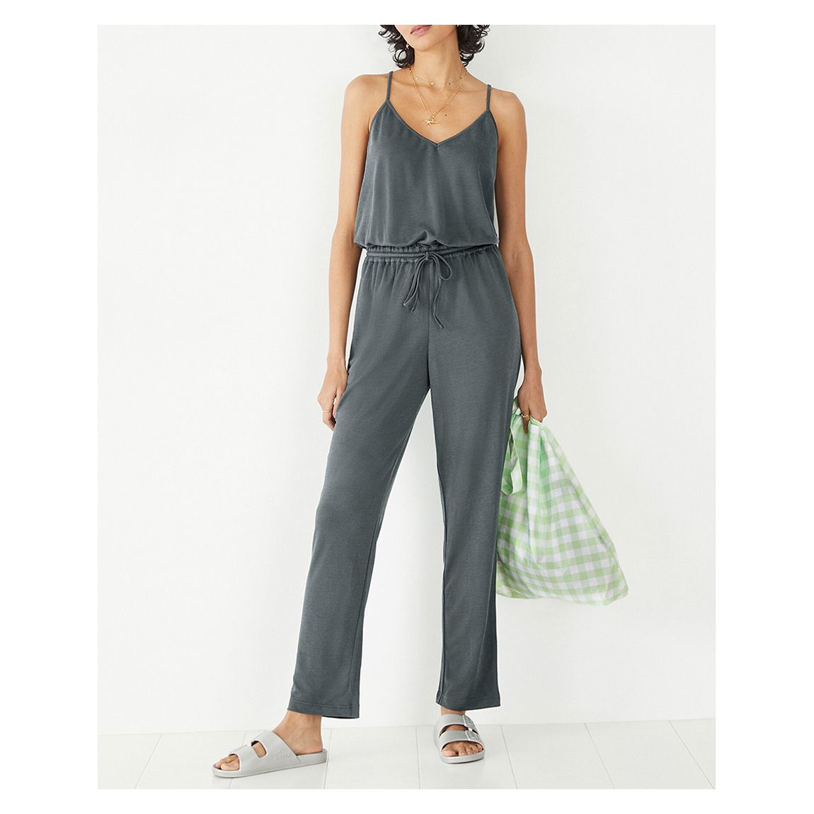 Charcoal Jodie Racer Back Jumpsuit main product photo