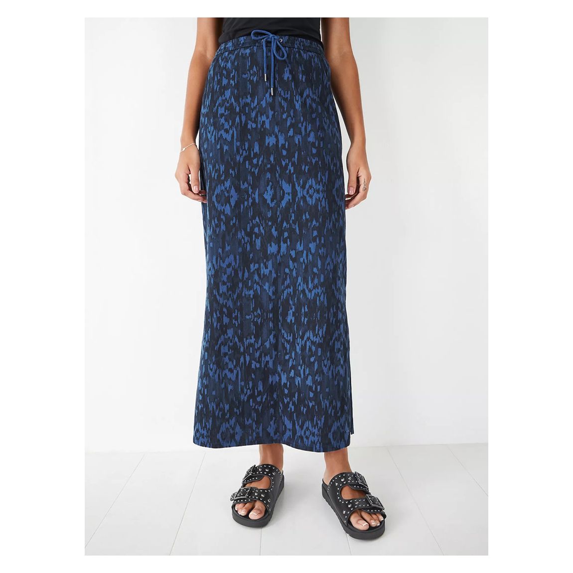 Ikat Blue Jorja Jersey Cotton Maxi Skirt main product photo